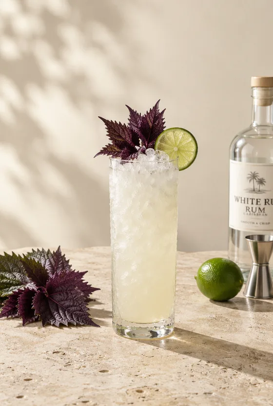 The Shiso — Break the herb: purple shiso instead of mint.